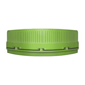 Illustration of a screw cap with a recessed molded tamper evident band - side view