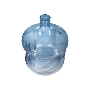 Botella (Jarra/Garrafón) carta azul transparente de 11.3 Litros (11.3L) / 3 galones (3 gal) de agua HOD con acabado de cuello de 55 mm y asa derecha para cierres a presión Arriba
