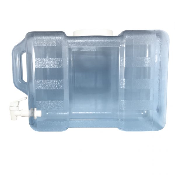 Bouteille bleu transparente pour réfrigérateur en PC de 11,3 litres (11,3 litres) / 3 gallons (3 gal) avec poignée et robinet - côté valve