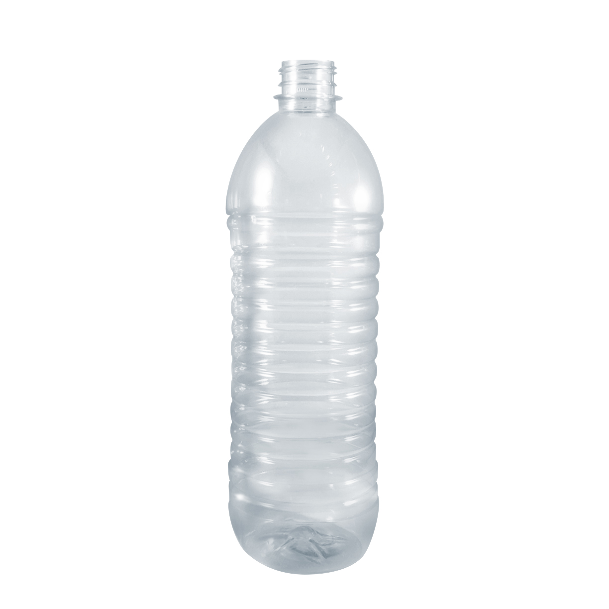 Cosmo 710 Ribbed Bouteille transparente côtelée ronde Cosmo (Bullet) en PET de 710 millilitres (710ml) avec bague de finition 26,7 mm US, aussi disponible en 28 mm PCO 1810 et 28-400